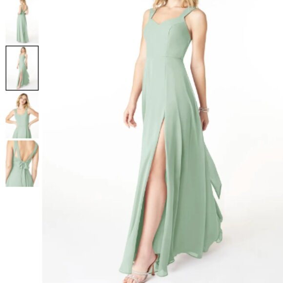 Azazie Julie Bridesmaid Agave A-Line Sweetheart Neckline Chiffon Dress - Picture 7 of 12